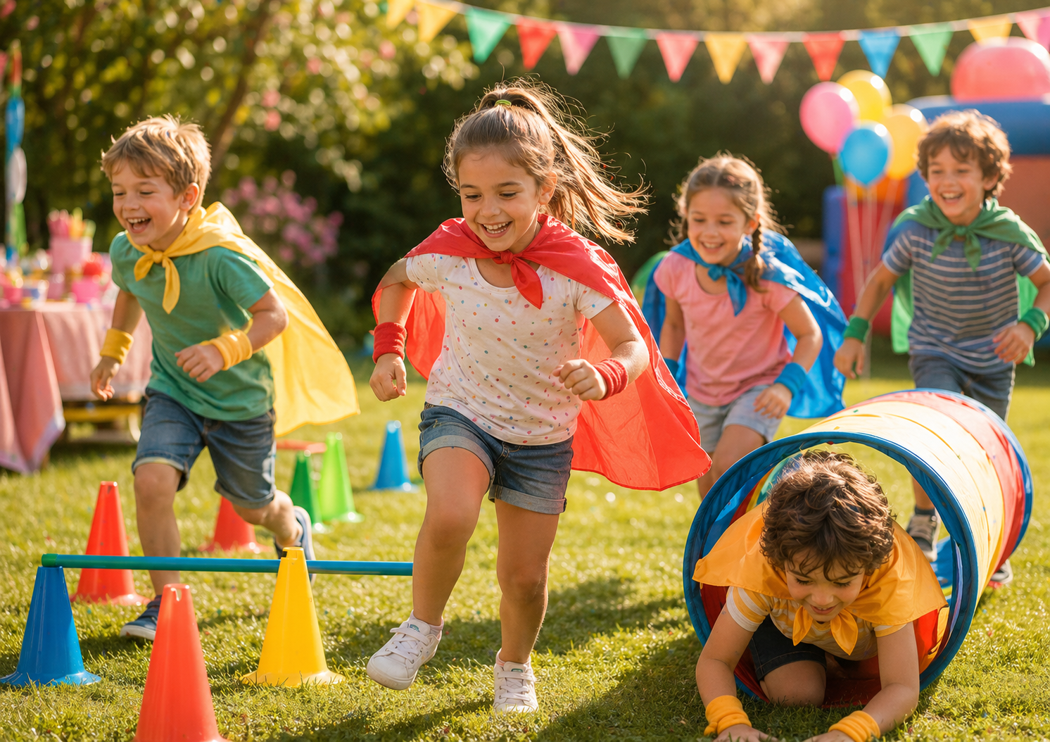 Superhelden-Training bei einer Kinderparty